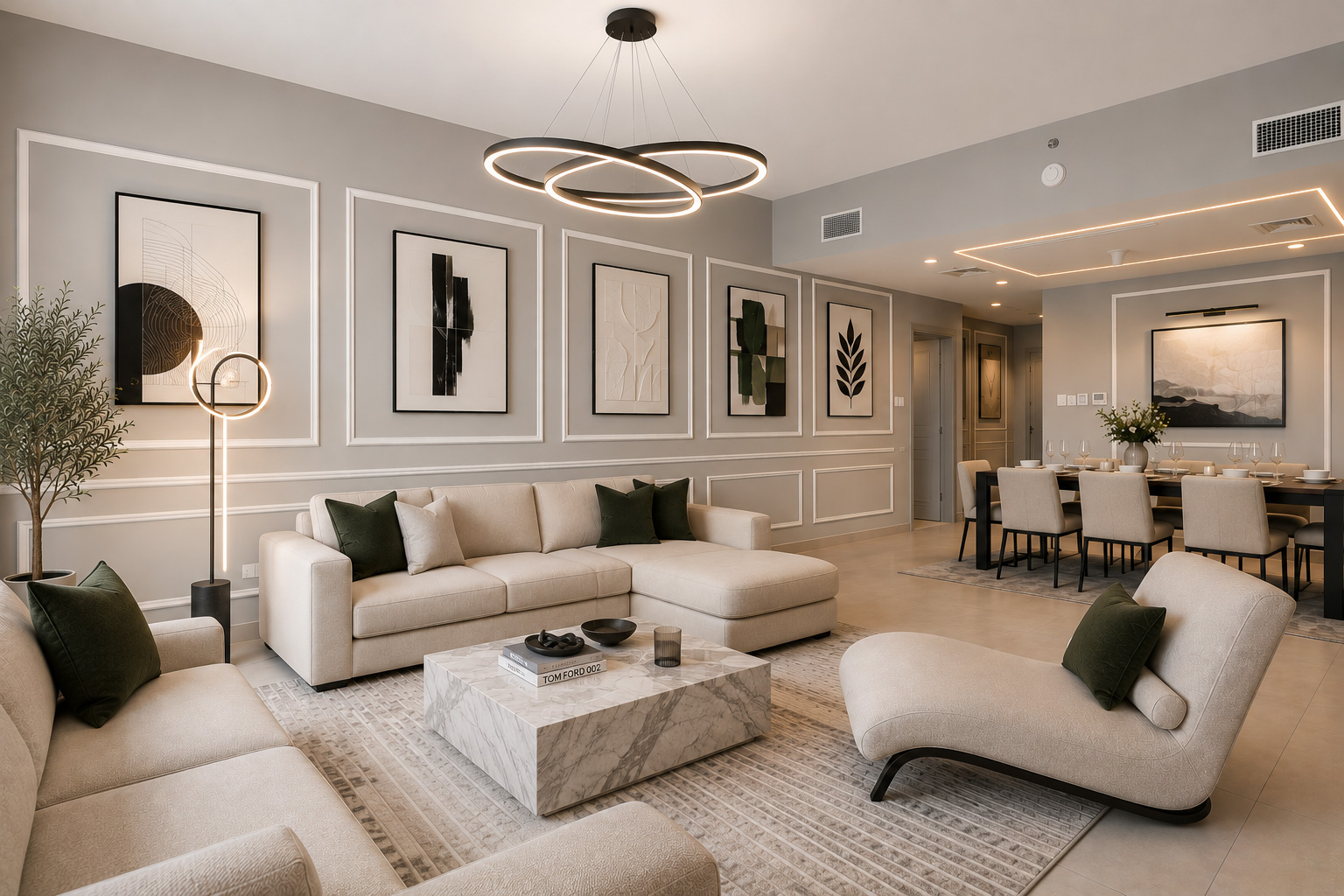 Bright furnished apartment living room